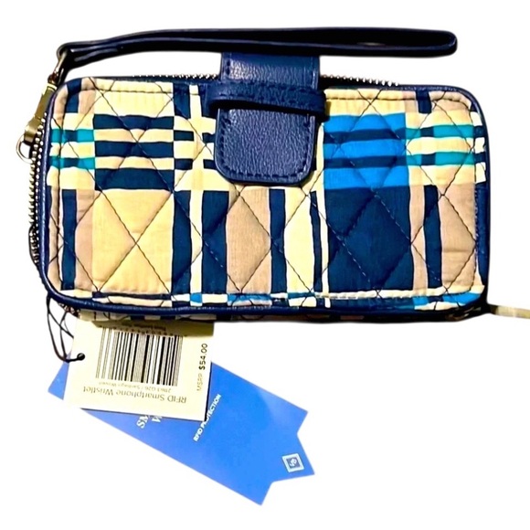 🆕 Vera Bradley Blue and Beige Smartphone Wristlet NWT - Picture 1 of 9